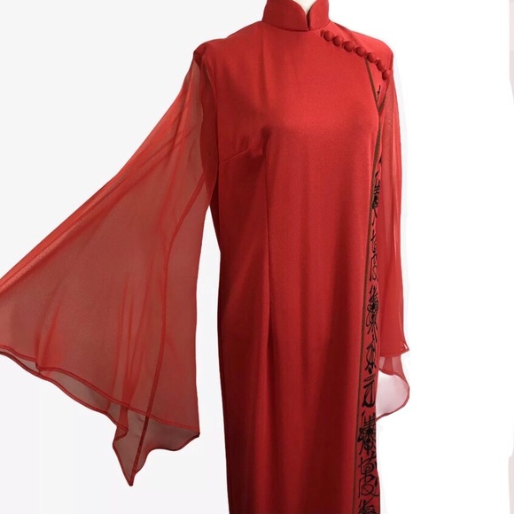 Alfred Shaheen Vintage Asian Inspired maxi dress - Picture 3 of 12